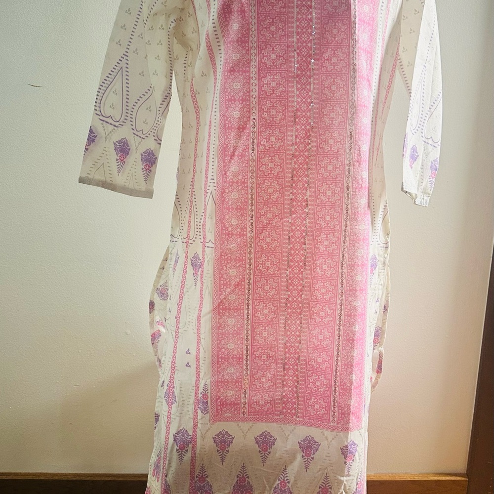 Pink and Purple Patterned Tunic Top